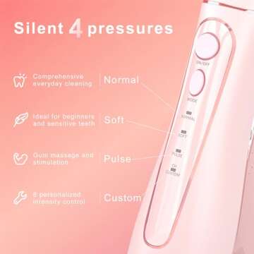 Oralfree Water Dental flosser Teeth Picks - Braces Cordless Oral Irrigator Portable Rechargeable Travel Irrigation Cleaner IPX7 Waterproof Electric Professional Flossing Teeth Cleaning for Home