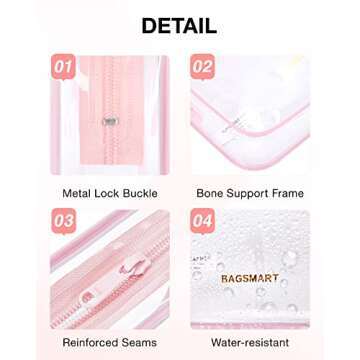 BAGSMART Clear Toiletry Bags - TSA Approved Travel Essential