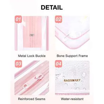 BAGSMART Clear Toiletry Bags - TSA Approved Travel Essential