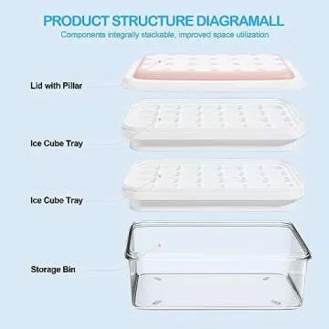 Ice Cube Tray with Lid and Bin - 56 pcs BPA Free