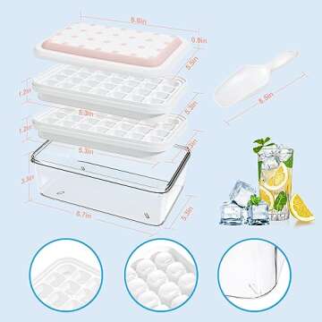 Ice Cube Tray with Lid and Bin - 56 pcs BPA Free