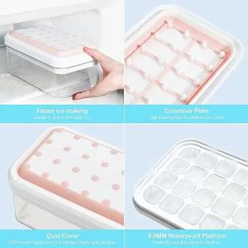 Ice Cube Tray with Lid and Bin - 56 pcs BPA Free