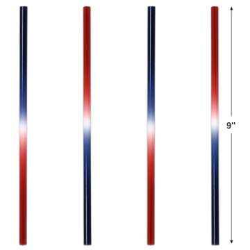 50 Count Plastic Patriotic Straws Disposable Fourth of July Red Blue and White Drinking Straw for Cups Holiday USA Independence Day Memorial Day July 4 & Picnic Dinnerware Party Supplies