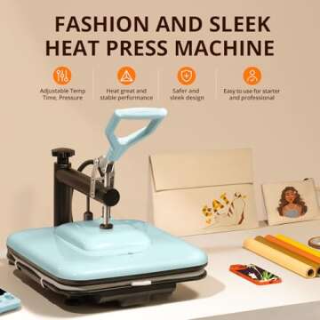 HTVRONT Heat Press Machine for T Shirts - 15x15 Swing Away Shirt Press Machine - Professional Heat P...