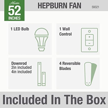 Hunter Hepburn 52" Matte Black Ceiling Fan with LED Light