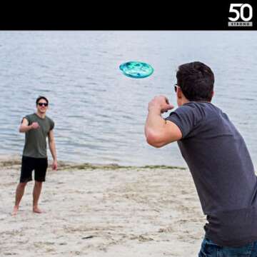 50 Strong Set of 2 Sports Flying Discs for Beach, Backyard, Camping & Outdoor Games | 145g Ultimate ...