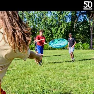 50 Strong Set of 2 Sports Flying Discs for Beach, Backyard, Camping & Outdoor Games | 145g Ultimate Frisbee Style Disc for Adults & Kids | Made in USA