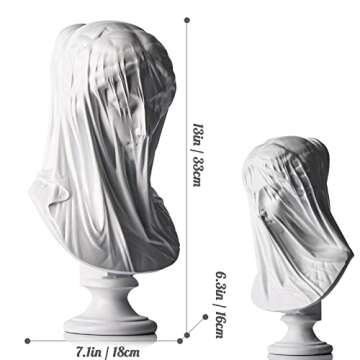 13 Inch Veiled Lady Bust Greek Goddess Statue,Large Classic Roman Bust Greek Mythology Decor Gifts,V...