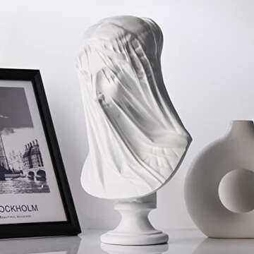 13 Inch Veiled Lady Bust Greek Goddess Statue,Large Classic Roman Bust Greek Mythology Decor Gifts,Veiled Lady Bust Sculpture for Home Decor,Used for Sketch Practice Aesthetics Statues and Sculptures