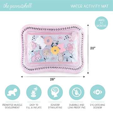 The Peanutshell Tummy Time Water Play Mat Girls or Boys - High Contrast Sensory Developmental Toy, N...