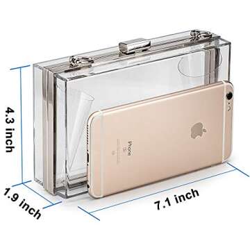MoLongChe Acrylic Clear Purse For Women, Crossbody Shoulder Handbag Evening Clutch Bag Chain Strap - Silver