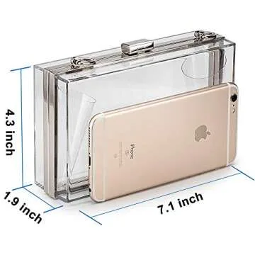 MoLongChe Acrylic Clear Purse For Women, Crossbody Shoulder Handbag Evening Clutch Bag Chain Strap - Silver