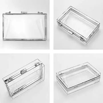 MoLongChe Acrylic Clear Purse For Women, Crossbody Shoulder Handbag Evening Clutch Bag Chain Strap - Silver