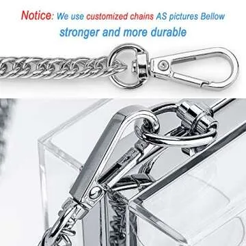 MoLongChe Acrylic Clear Purse For Women, Crossbody Shoulder Handbag Evening Clutch Bag Chain Strap - Silver