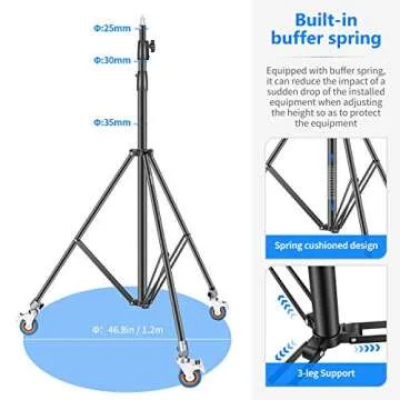 Neewer 10ft Heavy-Duty Light Stand with Casters