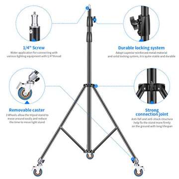 Neewer 10ft Heavy-Duty Light Stand with Casters