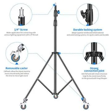 Neewer 10ft Heavy-Duty Light Stand with Casters