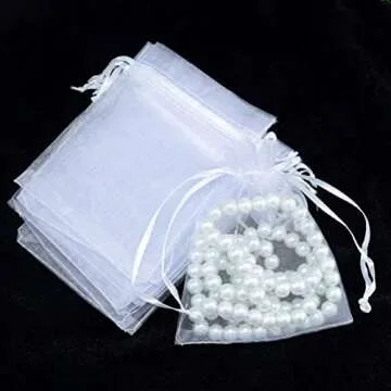 Tebery 200-Count Assorted Color Organza Gift Bags with Drawstring Yarn Bag Candy Jewelry Party Wedding Favor Pouches - 3.5 x 4.75 Inches