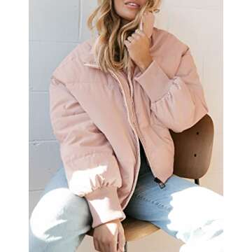 ZESICA Women's Winter Warm Long Sleeve Zip Up Drawsting Baggy Cropped Puffer Down Jacket Coat Outerw...