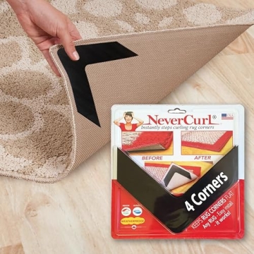 NeverCurl Rug Corner Grippers - V Shape Design for Curling