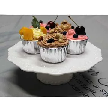 BPFY Elegant 8-Inch Ceramic Cake Stand for All Occasions