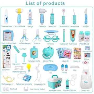 MCFANCE Toy Doctor Kits 48Pcs Pretend Play Doctor Kit Toys Stethoscope Medical Kit Imagination Play for Kids 3 Years