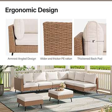 LAUSAINT HOME Outdoor Patio Furniture, 8 Piece Outdoor Sectional Sofa PE Rattan Wicker Patio Convers...