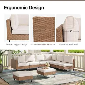 LAUSAINT HOME Outdoor Patio Furniture, 8 Piece Outdoor Sectional Sofa PE Rattan Wicker Patio Convers...