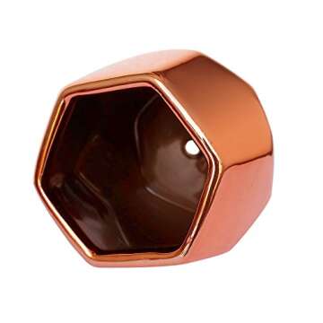 GeLive Hexagon Rose Gold Succulent Planter, Ceramic Geometric Cactus Plant Pot, Modern Window Box with Drainage Hole, Home Accent Décor (Hexagon Planter)