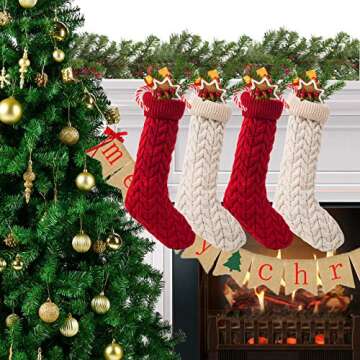 Sunnyglade Knitted Christmas Stockings - Perfect for Holiday Decor