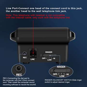 AGPtEK Corded Telephone with Headset for Clear Calls
