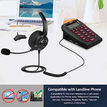 AGPtEK Corded Telephone with Headset for Clear Calls