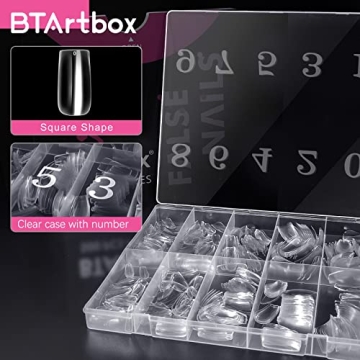 BTArtbox 500PCS Clear Fake Nails for Salon Quality Nail Art