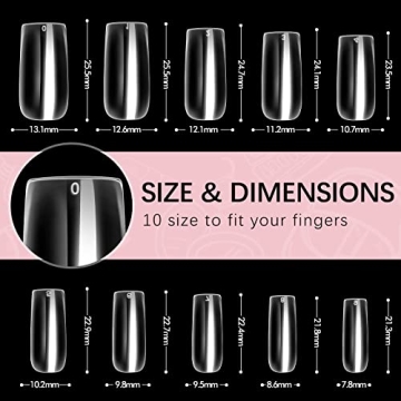 BTArtbox 500PCS Clear Fake Nails for Salon Quality Nail Art