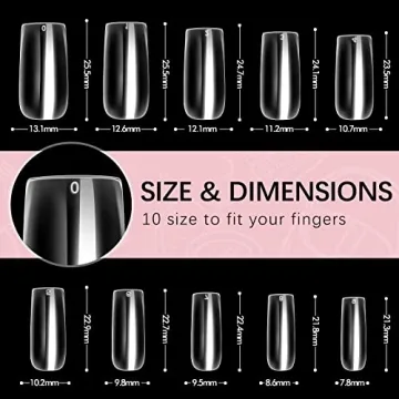 BTArtbox 500PCS Clear Fake Nails for Salon Quality Nail Art