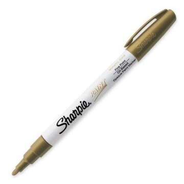 Sharpie - Oil-Based Paint Marker, Fine Point, Water Resistant, Gold (3-Pack)