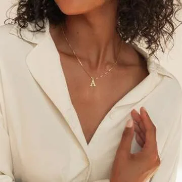 RLMOON Gold Initial Necklace for Women Dainty Letter Necklace 14K Gold Plated Tiny Initial Pendant Name Necklace T Personalized Women Gift