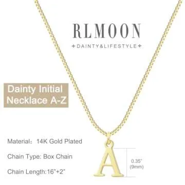 RLMOON Gold Initial Necklace for Women Dainty Letter Necklace 14K Gold Plated Tiny Initial Pendant Name Necklace T Personalized Women Gift