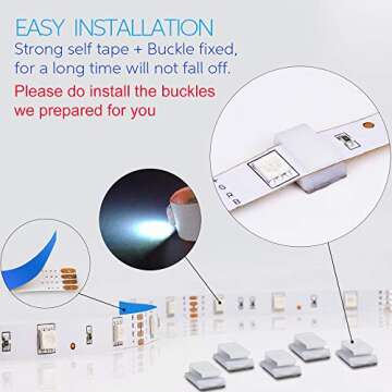 Led Strip Lights 16.4 ft RGB 5050 Color Kit with 24 Key Remote Control and Power Supply Mood Lamp for Room Bedroom Home Kitchen Indoor Decorations