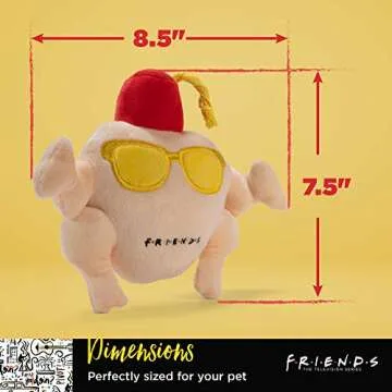 Friends the TV Show Turkey Head Plush Dog Toy | Soft Cute Squeaky Toy for All Dogs | Stuffed Animal Dog Toys with Squeaker for Added Fun from Friends Thanksgiving Episode 8 Inch