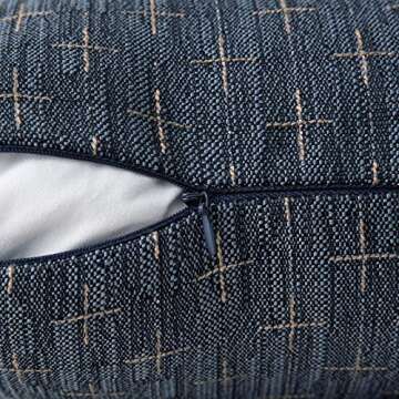 MIULEE Pack of 2 Decorative Burlap Linen Throw Pillow Covers Modern Farmhouse Vintage Pillowcase Rustic Woven Textured Cushion Cover for Sofa Couch Bed 12x20 Inch Blue