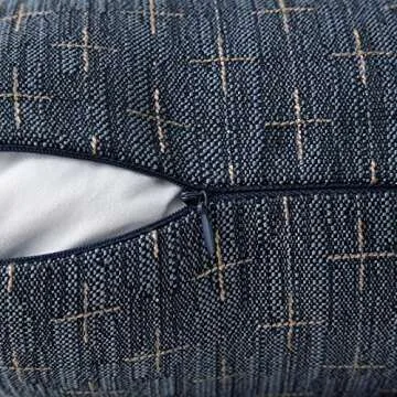 MIULEE Pack of 2 Decorative Burlap Linen Throw Pillow Covers Modern Farmhouse Vintage Pillowcase Rustic Woven Textured Cushion Cover for Sofa Couch Bed 12x20 Inch Blue