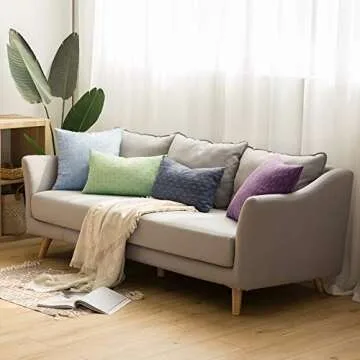 MIULEE Pack of 2 Decorative Burlap Linen Throw Pillow Covers Modern Farmhouse Vintage Pillowcase Rustic Woven Textured Cushion Cover for Sofa Couch Bed 12x20 Inch Blue