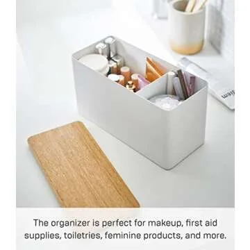 Yamazaki Home Rin Countertop Organizer Bathroom Kitchen Counter Organizer Metal Toiletries Holder - ...