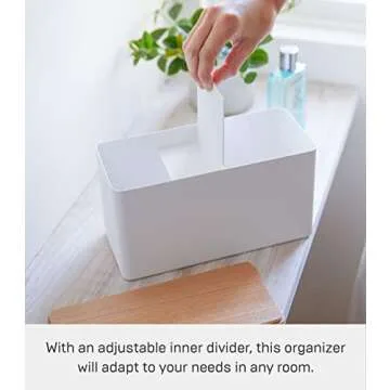 Yamazaki Home Rin Countertop Organizer Bathroom Kitchen Counter Organizer Metal Toiletries Holder - Steel + Wood