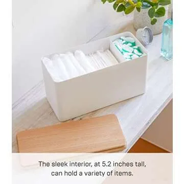Yamazaki Home Rin Countertop Organizer Bathroom Kitchen Counter Organizer Metal Toiletries Holder - Steel + Wood