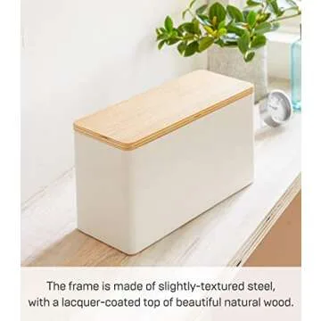 Yamazaki Home Rin Countertop Organizer Bathroom Kitchen Counter Organizer Metal Toiletries Holder - Steel + Wood