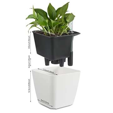 Vanslogreen 5.24'' Self Watering Planters - 6 Pack Flower Pots for Indoor Plants with Water Level In...