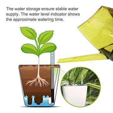 Vanslogreen 5.24'' Self Watering Planters - 6 Pack Flower Pots for Indoor Plants with Water Level Indicator, Self Watering Pot for Herbs, Succulents, African Violet, Outdoor Gardening-White