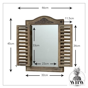 Rustic French Country Style Window Mirror with Shutters